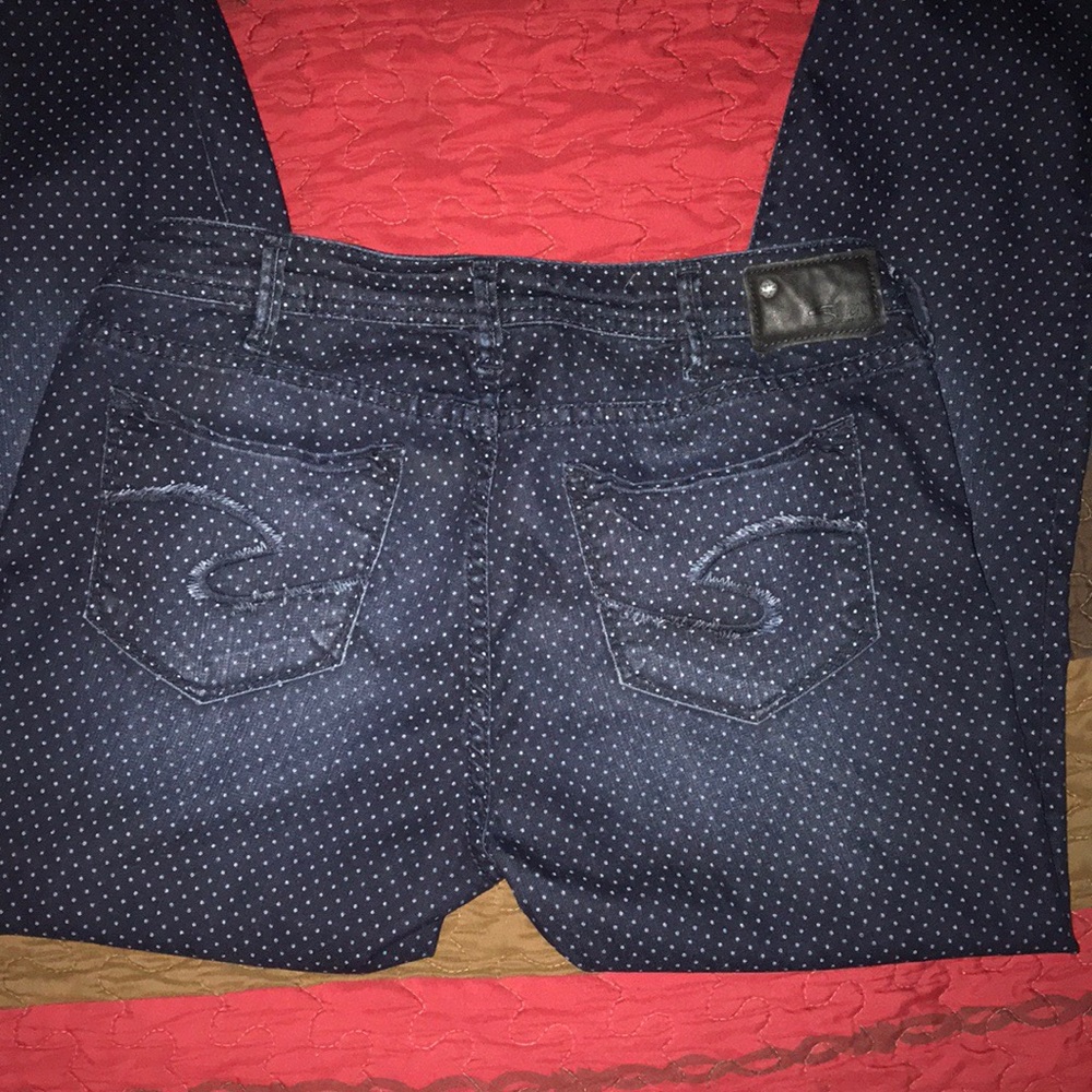 Polkadotted silver jeans